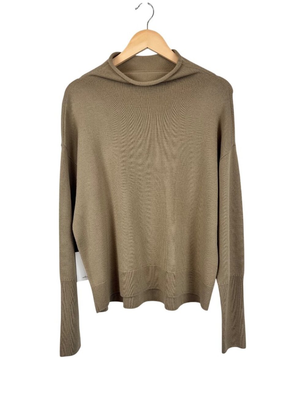 NEW Wilfred Cyprie Sweater Oxford Tan 100% Merino Wool Mock Neck Womens Large